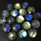 Labradorite Faceted Round Coin Loose Gemstone Matching Beads 6pc 12mm