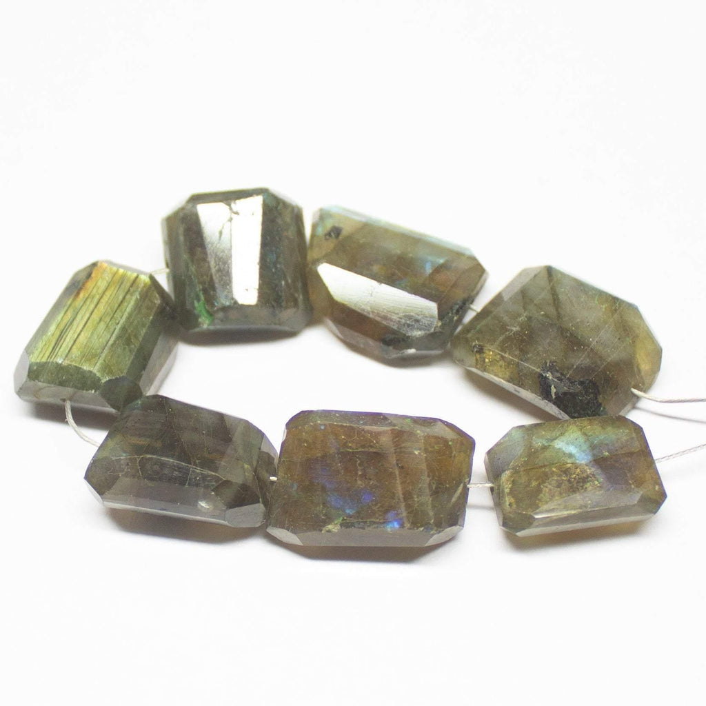 Labradorite Faceted Step Cut Tumble Loose Gemstone Beads 15-17mm 4inches - Jalvi & Co.