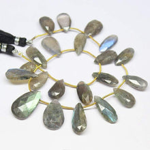 Load image into Gallery viewer, Labradorite Gemstone Fire Faceted Briolette Pear Drop Beads Strand 15mm 23mm 11&quot; - Jalvi &amp; Co.