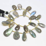 Labradorite Gemstone Fire Faceted Briolette Pear Drop Beads Strand 15mm 23mm 11