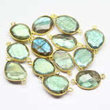 Labradorite Handmade 925 silver Gold Vermeil Bezel Connector Station 2pc 23-25mm
