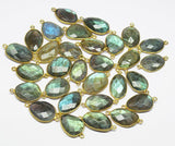 Labradorite Handmade 925 silver Gold Vermeil Bezel Connector Station 2pc 24-23mm