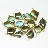 Labradorite Kite Gemstone 925 Sterling Silver Gold Vermeil Connector 2pc 24mm