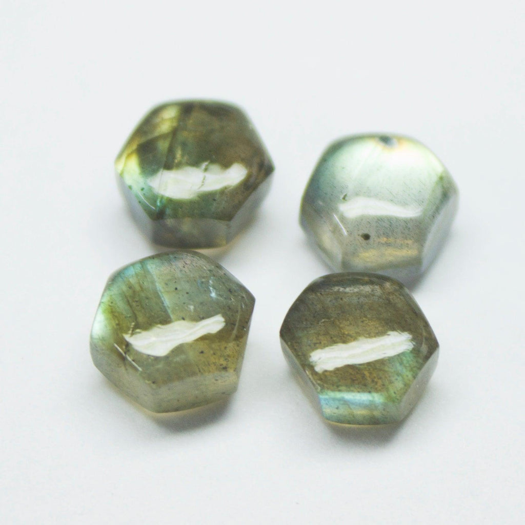 Labradorite Smooth Hexagon Gemstone Loose Briolette Pair Beads 4pc 7mm - Jalvi & Co.