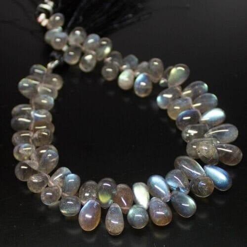 Labradorite Smooth Tear Drops Briolette Gemstone Loose Beads Strand 8" 7mm 12mm - Jalvi & Co.