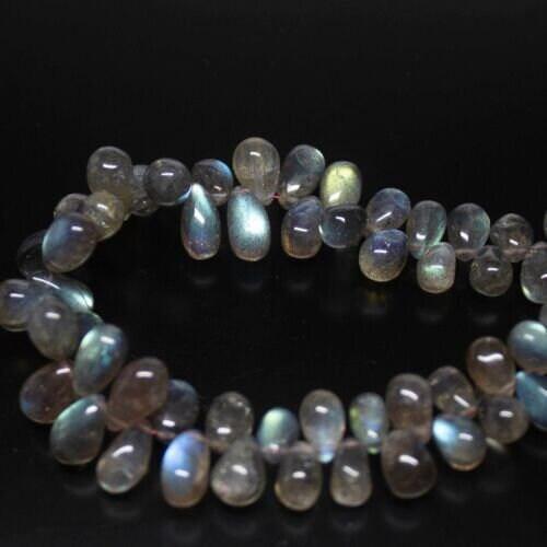 Labradorite Smooth Tear Drops Briolette Gemstone Loose Beads Strand 8" 7mm 12mm - Jalvi & Co.