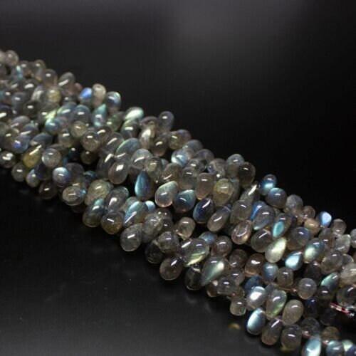 Labradorite Smooth Tear Drops Briolette Gemstone Loose Beads Strand 8" 7mm 12mm - Jalvi & Co.