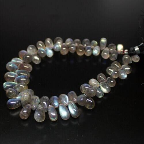 Labradorite Smooth Tear Drops Briolette Gemstone Loose Beads Strand 8" 7mm 12mm - Jalvi & Co.
