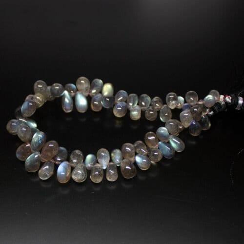 Labradorite Smooth Tear Drops Briolette Gemstone Loose Beads Strand 8" 7mm 12mm - Jalvi & Co.