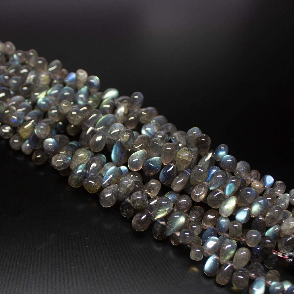 Labradorite Smooth Tear Drops Briolette Loose Gemstone Beads 7-12mm 8inches - Jalvi & Co.