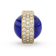 Load image into Gallery viewer, Lapis Lazuli Diamond Studded Gold Bead / Ethiopian Opal Pave Diamond Gold Bead / Gemstone Spacer Beads / Solid Gold Finding - Jalvi &amp; Co.