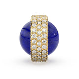 Lapis Lazuli Diamond Studded Gold Bead / Ethiopian Opal Pave Diamond Gold Bead / Gemstone Spacer Beads / Solid Gold Finding