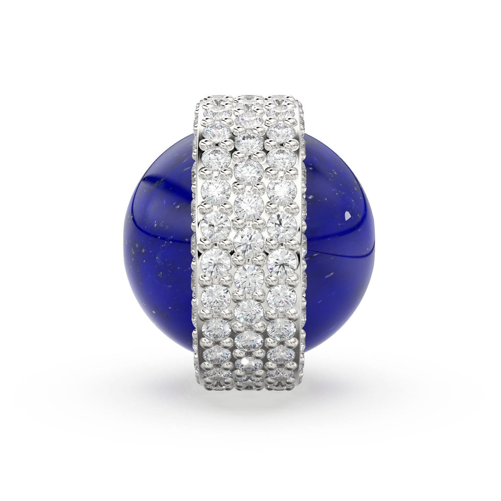 Lapis Lazuli Diamond Studded Gold Bead / Ethiopian Opal Pave Diamond Gold Bead / Gemstone Spacer Beads / Solid Gold Finding - Jalvi & Co.