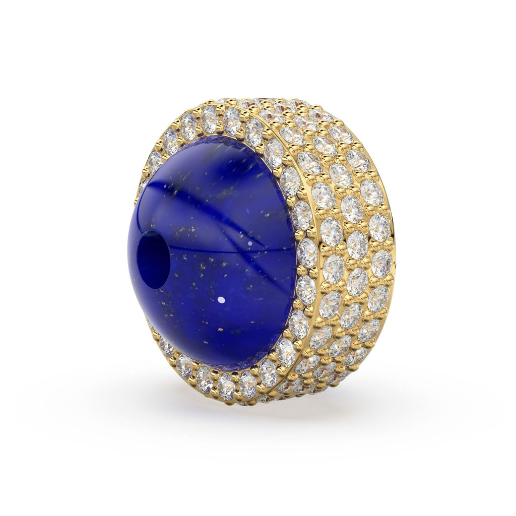 Lapis Lazuli Diamond Studded Gold Bead / Ethiopian Opal Pave Diamond Gold Bead / Gemstone Spacer Beads / Solid Gold Finding - Jalvi & Co.