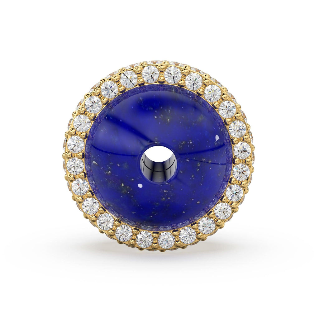 Lapis Lazuli Diamond Studded Gold Bead / Ethiopian Opal Pave Diamond Gold Bead / Gemstone Spacer Beads / Solid Gold Finding - Jalvi & Co.