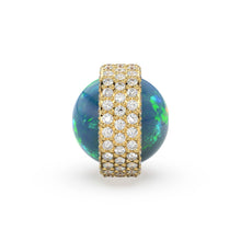 Load image into Gallery viewer, Lapis Lazuli Diamond Studded Gold Bead / Ethiopian Opal Pave Diamond Gold Bead / Gemstone Spacer Beads / Solid Gold Finding - Jalvi &amp; Co.