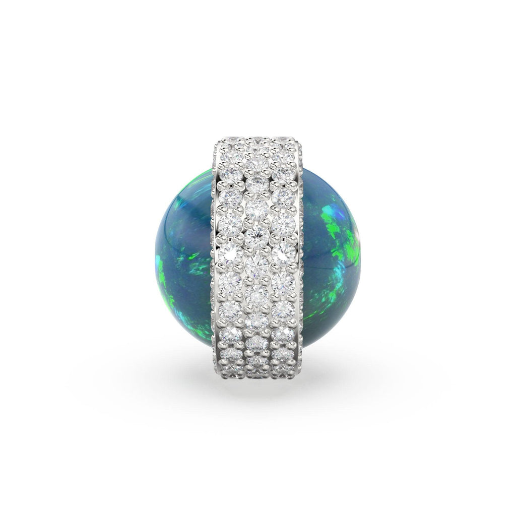 Lapis Lazuli Diamond Studded Gold Bead / Ethiopian Opal Pave Diamond Gold Bead / Gemstone Spacer Beads / Solid Gold Finding - Jalvi & Co.