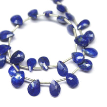 Load image into Gallery viewer, Lapis Lazuli Faceted Pear Drop Briolette Gemstone Loose Beads 7mm 10mm 8&quot; - Jalvi &amp; Co.