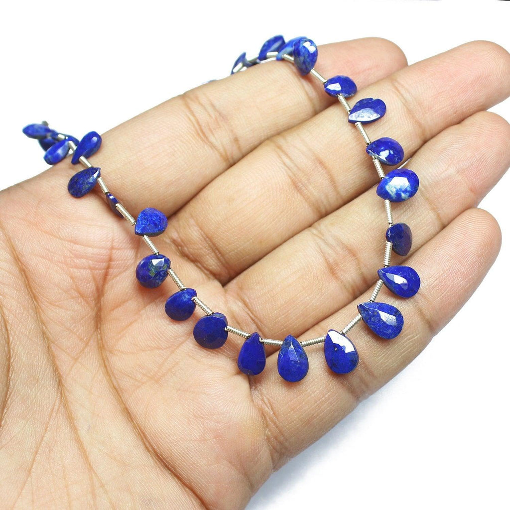Lapis Lazuli Faceted Pear Drop Briolette Gemstone Loose Beads 7mm 10mm 8" - Jalvi & Co.