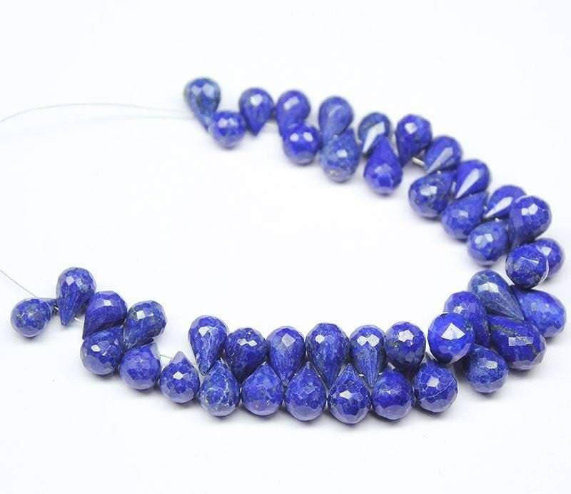 Lapis Lazuli Faceted Tear Drop Loose Gemstone Briolette Beads 7mm 13mm 7" - Jalvi & Co.