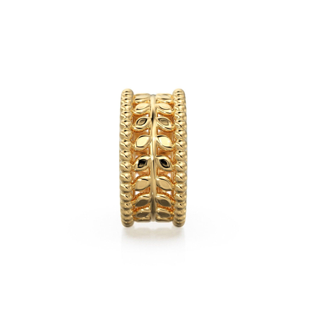 Leaf Branch 18k Solid Yellow Gold 7mm Fancy Spacer Finding Hefty Bead 5mm Large Hole - Jalvi & Co.