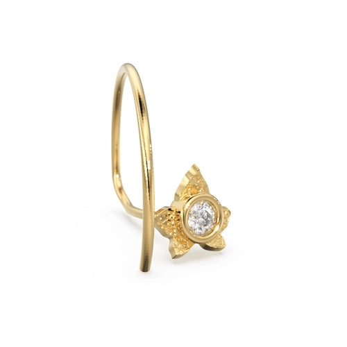 Leaf Diamond Earwire / Solid Gold Diamond Finding / 17x16mm 19 GAUGE 14k 18k Solid Gold Earring Finding Jewelry Supplies - Jalvi & Co.