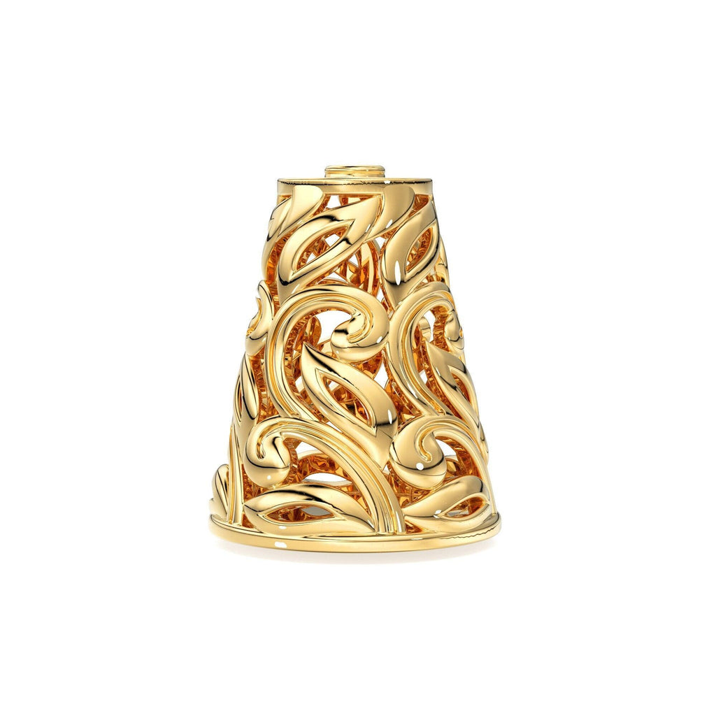 Leaf Mesh Designer Cone Solid Gold 14k 18k Solid Gold Spacer Bead Jewelry Making Supply available in 13mm - Jalvi & Co.