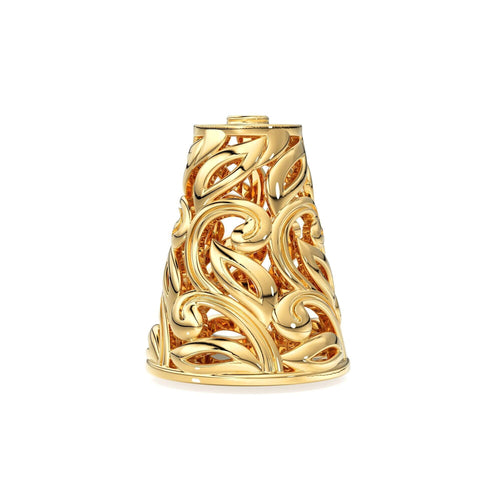 Leaf Mesh Designer Cone Solid Gold 14k 18k Solid Gold Spacer Bead Jewelry Making Supply available in 13mm - Jalvi & Co.