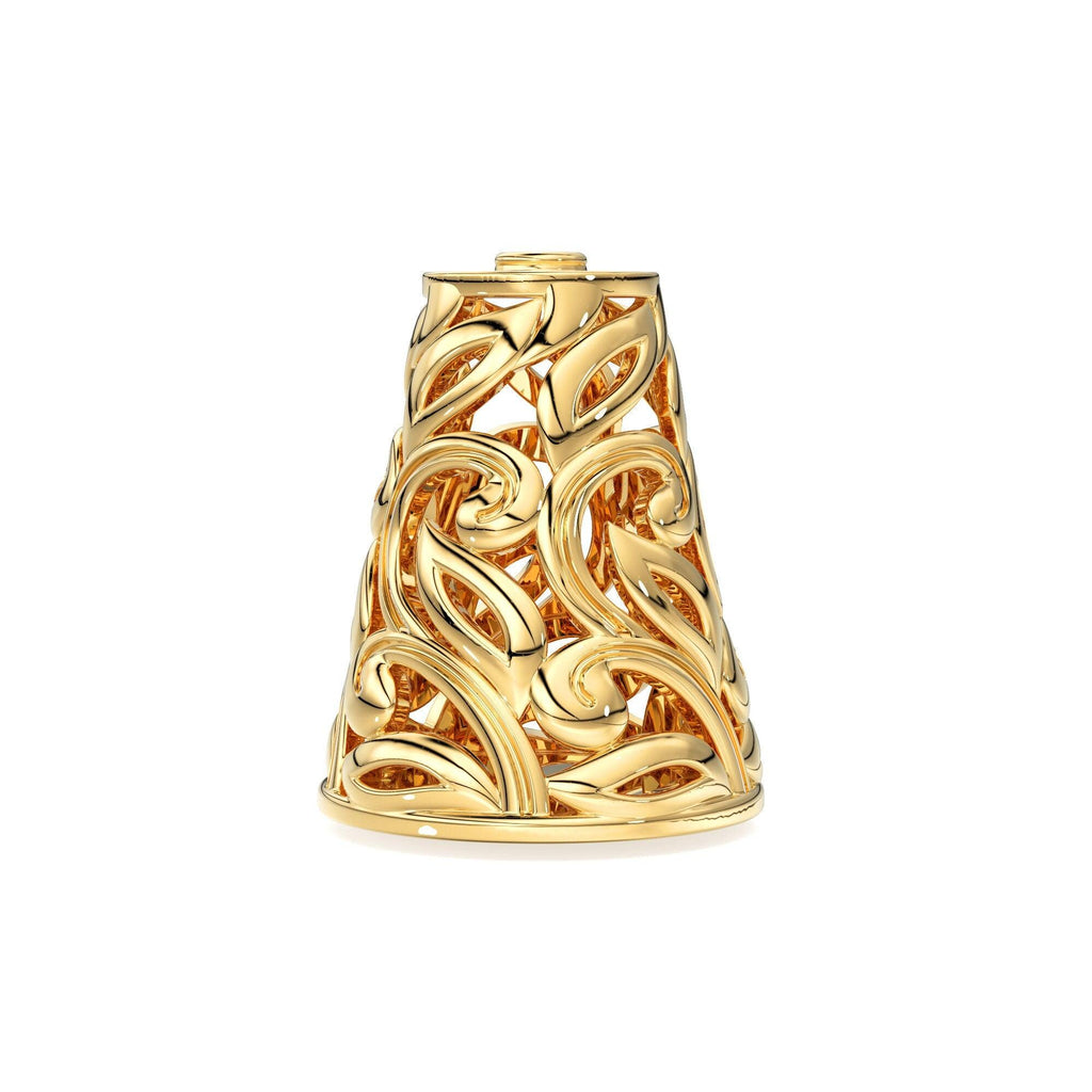 Leaf Mesh Designer Cone Solid Gold 14k 18k Solid Gold Spacer Bead Jewelry Making Supply available in 13mm - Jalvi & Co.