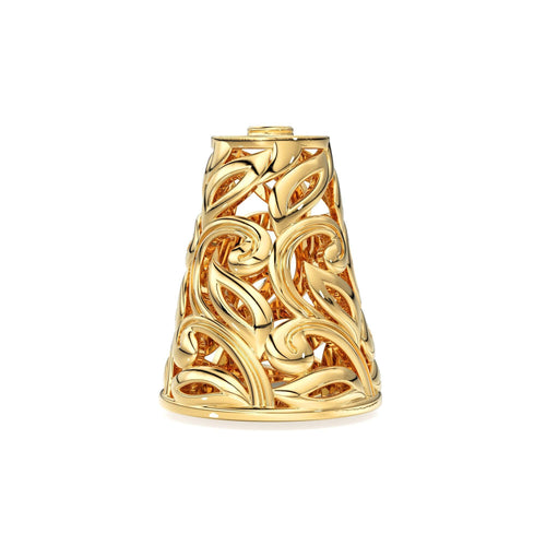 Leaf Mesh Designer Cone Solid Gold 14k 18k Solid Gold Spacer Bead Jewelry Making Supply available in 13mm - Jalvi & Co.