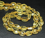 Lemon Quartz Concave Laser Cut Loose Oval Gemstone Beads Strand 16