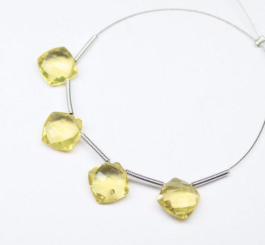 Lemon Quartz Faceted Cushion Beads 8mm 20pc - Jalvi & Co.