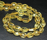 Lemon Quartz Laser Cut Concave Oval Fancy Gemstone Beads Strand 8