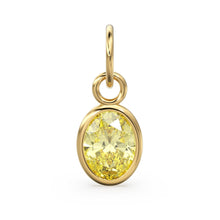 Load image into Gallery viewer, Lemon Quartz Oval Solid Gold Charm / Natural Yellow Gemstone Handmade Gold Pendant / 1pc 14k Solid Yellow Gold Jewelry Making FindingsSALE - Jalvi &amp; Co.