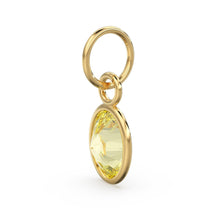 Load image into Gallery viewer, Lemon Quartz Oval Solid Gold Charm / Natural Yellow Gemstone Handmade Gold Pendant / 1pc 14k Solid Yellow Gold Jewelry Making FindingsSALE - Jalvi &amp; Co.