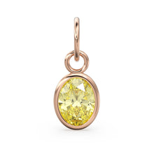 Load image into Gallery viewer, Lemon Quartz Oval Solid Gold Charm / Natural Yellow Gemstone Handmade Gold Pendant / 1pc 14k Solid Yellow Gold Jewelry Making FindingsSALE - Jalvi &amp; Co.