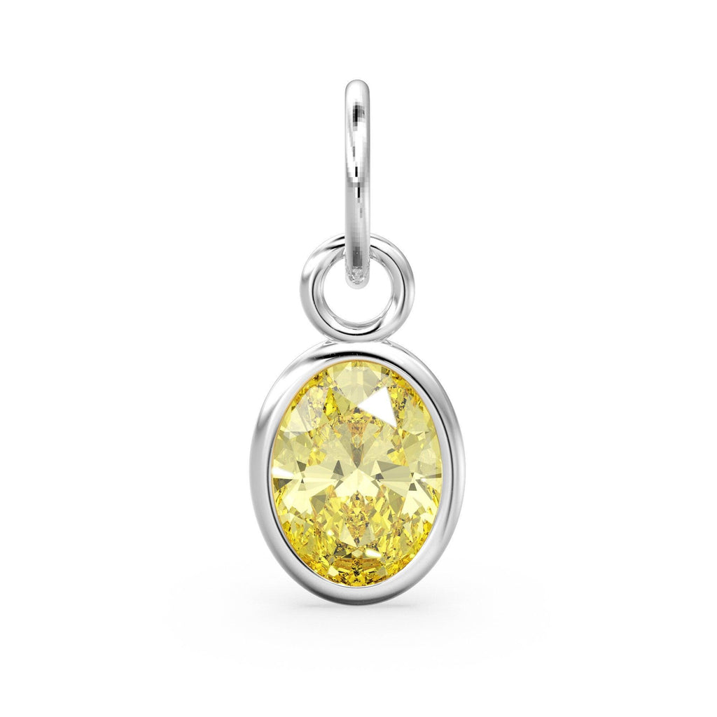 Lemon Quartz Oval Solid Gold Charm / Natural Yellow Gemstone Handmade Gold Pendant / 1pc 14k Solid Yellow Gold Jewelry Making FindingsSALE - Jalvi & Co.