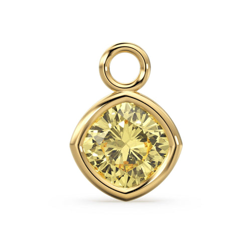 Lemon Quartz Solid Gold Charm / Yellow Gemstone Handmade Pendant / 1pc 14k Solid Yellow Gold Jewelry Making / February Birthstone - Jalvi & Co.