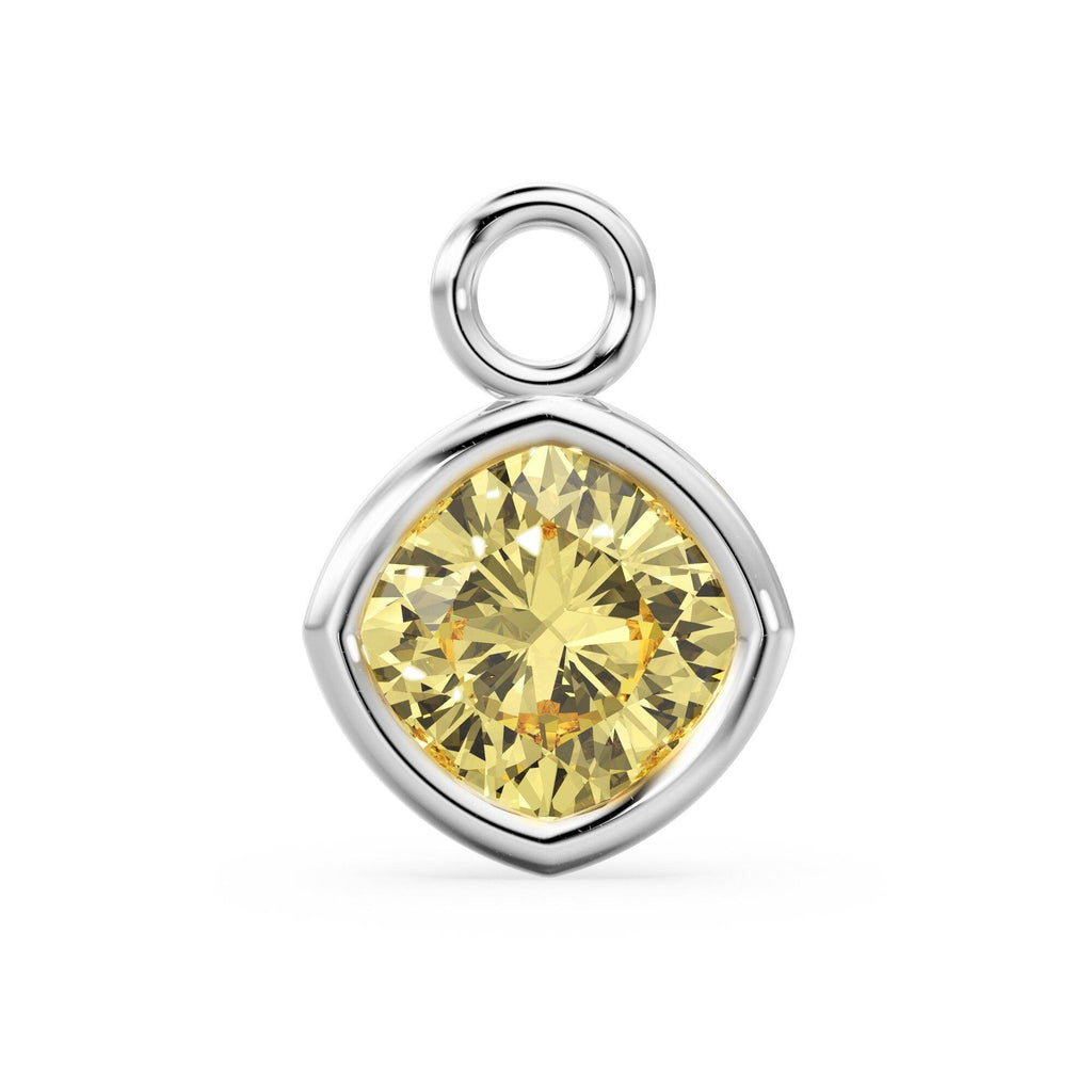 Lemon Quartz Solid Gold Charm / Yellow Gemstone Handmade Pendant / 1pc 14k Solid Yellow Gold Jewelry Making / February Birthstone - Jalvi & Co.