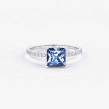 Load image into Gallery viewer, 1.268 Carat Princess Cut Blue Sapphire Luxury Ring / Unique White Gold Sapphire Ring / Engagement Ring / Sapphire Diamond Cocktail Ring - Jalvi &amp; Co.
