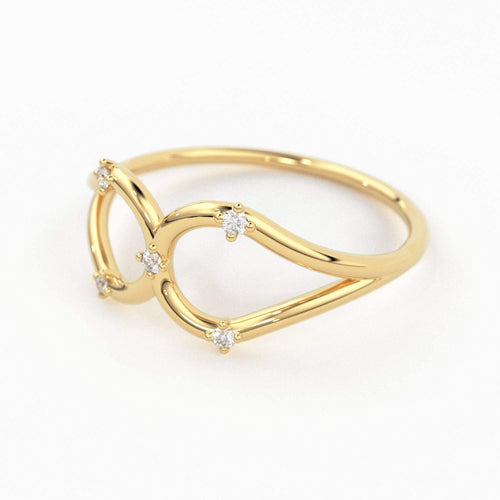 14K Double Loop Ring / Diamond Loop Ring / Double Ring / Two Rings in One / Double Pear / Statement Ring / Cocktail Ring - Jalvi & Co.