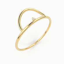 Load image into Gallery viewer, 14K Gold Diamond Ring / Horizon Ring / Astrology Ring / Engagement Ring / Dainty Engagement Ring / Promise Ring / Stacking Diamond Ring - Jalvi &amp; Co.