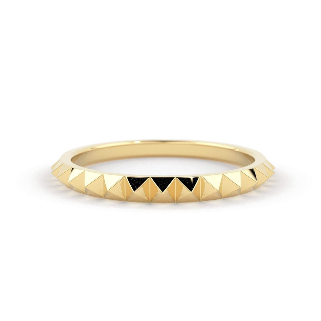 14K Gold Pyramid Eternity Ring / Gold Spike Ring / Pyramid Ring / Gold Stacking Ring / Simple Gold Ring / Minimal Jewelry / Spike Stud Ring - Jalvi & Co.