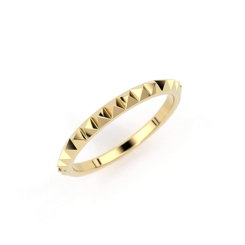 14K Gold Pyramid Eternity Ring / Gold Spike Ring / Pyramid Ring / Gold Stacking Ring / Simple Gold Ring / Minimal Jewelry / Spike Stud Ring - Jalvi & Co.