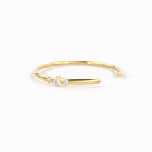 Load image into Gallery viewer, 14K Gold Three Stone Diamond Ring / Snow Dance Ring / Astrology Ring / Engagement Ring / Diamond Ring / Dainty Ring / April Birthstone - Jalvi &amp; Co.