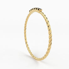 Load image into Gallery viewer, 14k Gold Twisted Black Diamond Wedding Band / Twisted Band Ring Diamonds/ Micro Pave Ring Twisted Gold Band/ Minimalist Black Diamond Band - Jalvi &amp; Co.