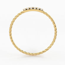Load image into Gallery viewer, 14k Gold Twisted Diamond Wedding Band/ Twisted Band Ring with Diamonds/ Micro Pave Ring with Twisted Gold Band/ Minimalist Stacking Ring - Jalvi &amp; Co.