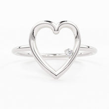 Load image into Gallery viewer, 14K Heart Ring / Diamond Heart Ring / Open Heart Ring / Sold Gold Heart Ring / Gifts For Her - Jalvi &amp; Co.