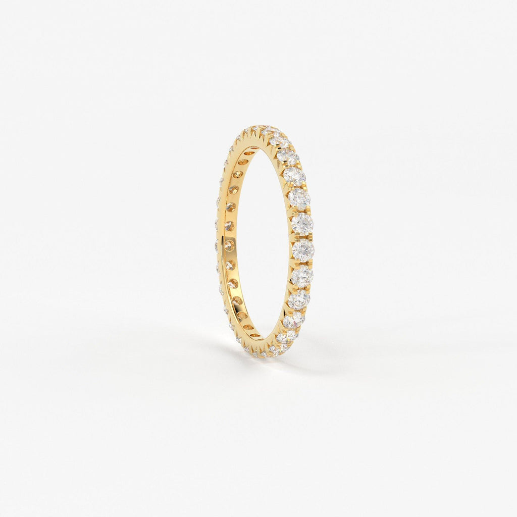 2mm Diamond Wedding Band / Diamond Eternity Ring / Solid Gold Diamond Wedding Band / Full Eternity French Pave Diamond Band - Jalvi & Co.