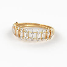Load image into Gallery viewer, Baguette Diamond Anniversary Ring / 14k Gold Half Eternity Baguette and Round Diamond / Statement Brilliant Round Cut Ring - Jalvi &amp; Co.